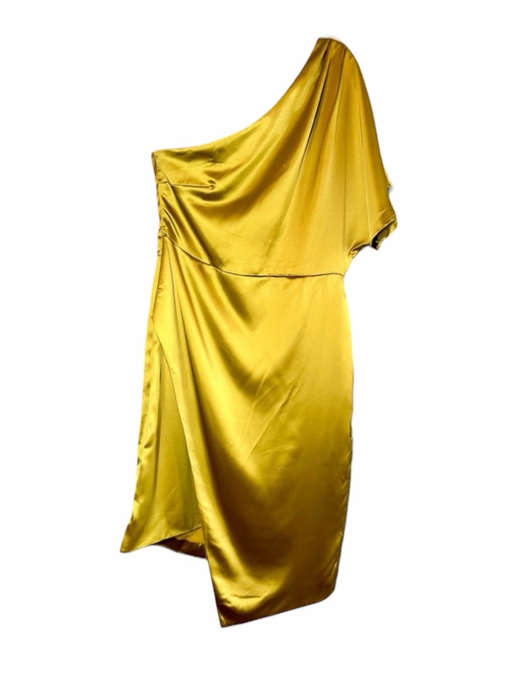 She & Sky Mustard Yellow One Shoulder Dress Size M